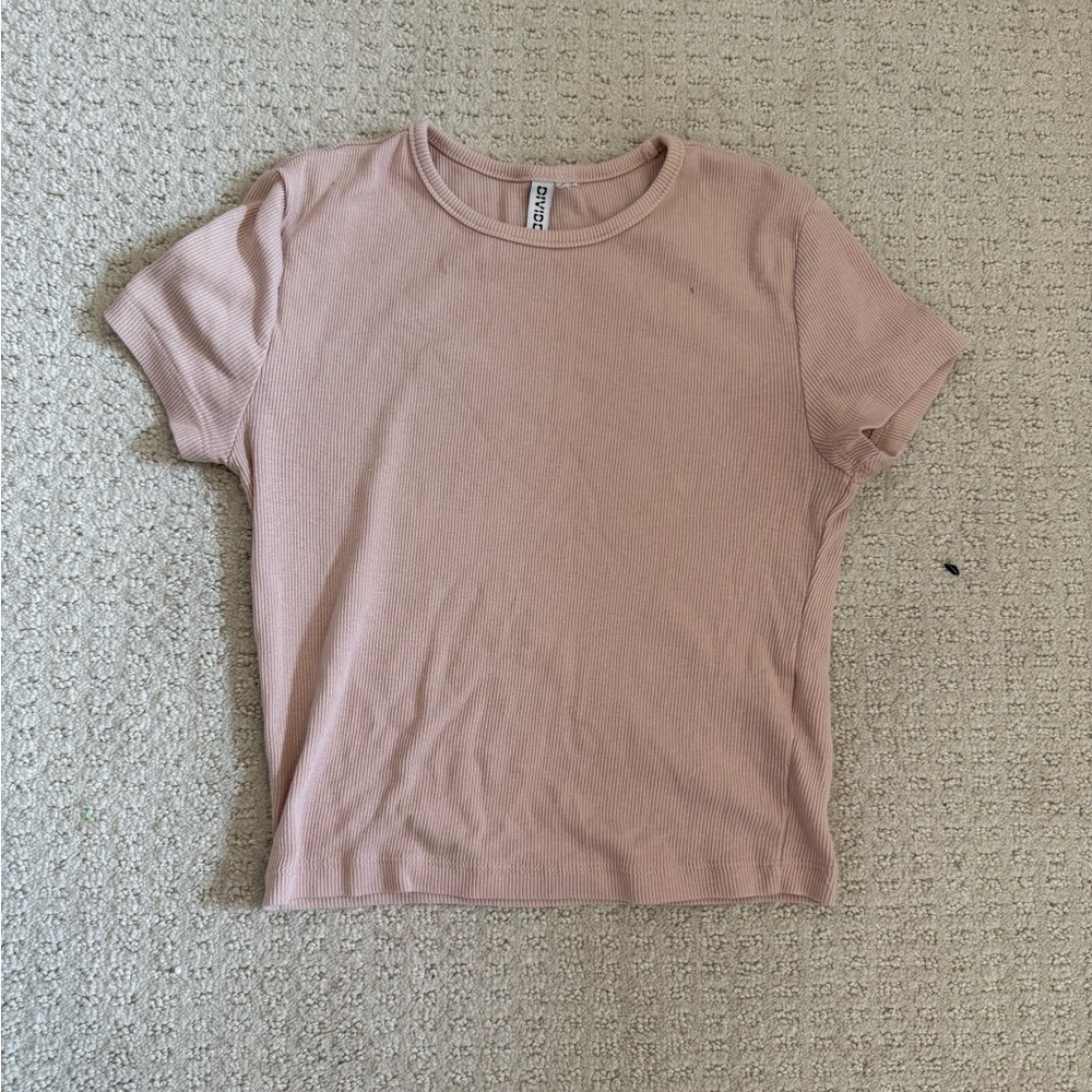H&M Pink Fitted Short Sleeve T-Shirt